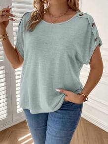SHEIN Clasi 大码休闲百搭纯色蝙蝠袖 T 恤