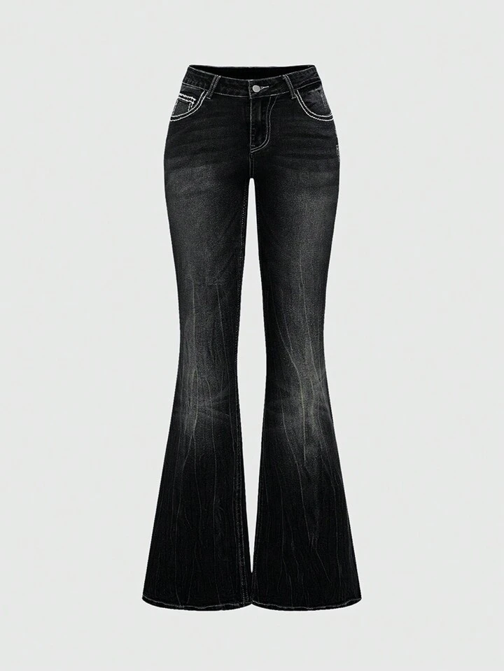 パンツ 00s unknown black flare denim grunge y2k 17373655983349b61fa54915bdb188
