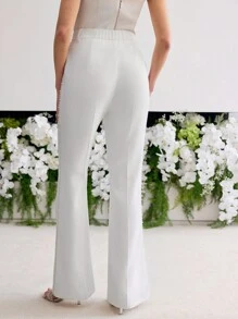 MOTF PREMIUM PRESS CREASE FLARE LEG SUIT PANTS - White - View 6