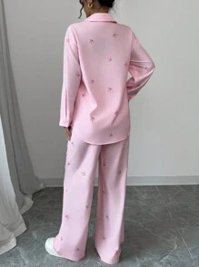 Chiquease Set de 2 piezas con estampado de mariposas en color rosa para mujer, apto para salida casual, fiesta o regreso a la escuela - Rosa - Ver 2