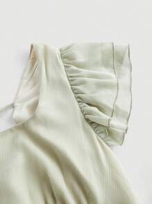 SHEIN MOD 加大码绿色迷你盖袖束腰连衣裙优雅礼服女装女装女装度假连衣裙优雅礼服，女士生日礼服 - 綠色 - 查看 3