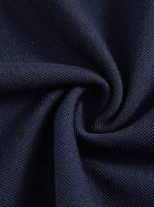 Tween Boys Casual Versatile Comfortable Letter & Graphic Print Color Block Polo Collar Half-Zip Short Sleeve Knit Top - Multicolor - View 4