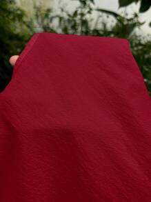 SHEIN EZwear 女士宽松蝙蝠翼短袖衬衫，酒红色 - 酒紅色 - 查看 7