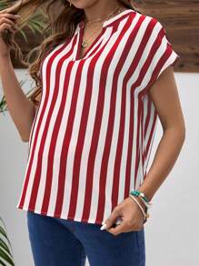 SHEIN Maternity Striped V-Neck Batwing Short Sleeve Blouse