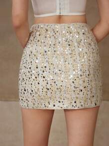 MOTF PREMIUM SEQUIN A LINE SKIRT - White - View 6