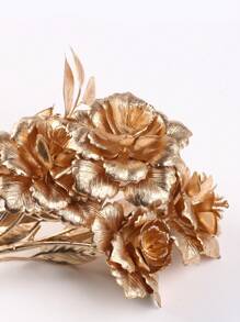 1pc/2pcs/3pcs 60cm Plastic Gold Plated Artificial Branched Rose Flower, Fake Flower