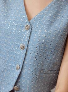 MOTF STUDIO ÁO BA LỒNG ĐƠN NGỰC KIM CƯƠNG - Màu xanh lam - Xem 2