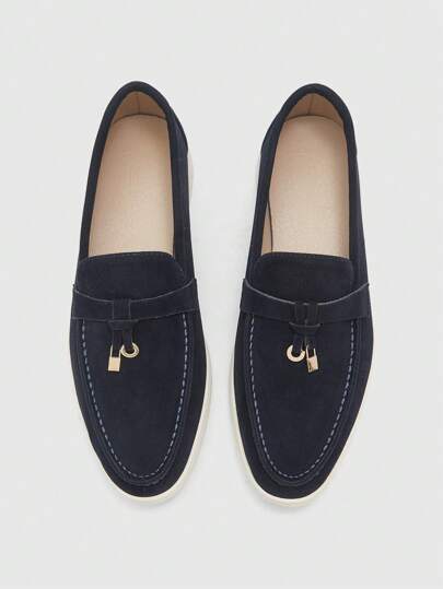 CUCCOO BIZCHIC 女士金属装饰简约平底乐福鞋，休闲日常穿着