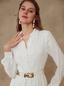 MOTF PREMIUM VÁY THÊU HOA TỔNG HỢP - trắng - Xem 8