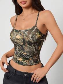 SHEIN PETITE Printed Casual Cami Top For Everyday Wear, Minimalist & Fashionable