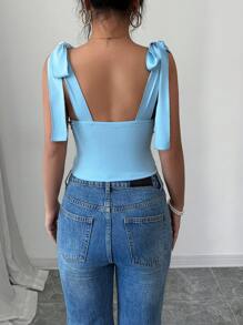 Elenzga Valentine's Day Vixen Bowknot Strap Camisole, Sexy French Design Fitted Crop Top