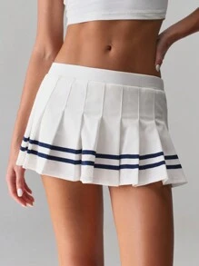 SHEIN Unity Retro Style Polo Collar Body-Shaping Black & White Contrast Design Versatile Women Short Sleeve T-Shirt - Black and White - View 3