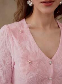 MOTF PREMIUM 贴花荷叶边下摆衬衫 - 粉色 - 查看 2