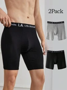 EasyFave 2pcs/Set Men's Long Boxer Briefs - Multicolor - View 1