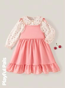 SHEIN Young Girl Casual Minimalist Fashion Daily Dress Set - Pink - View 5