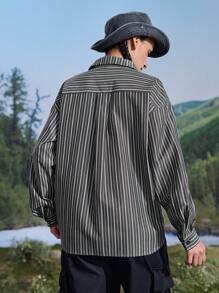 In My Nature Women's Casual Loose Striped Outdoor Shirt - Black - View 5