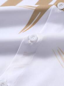 Manfinity RSRT Men Beach Outfits Tropical Print Shirt & Drawstring Waist Shorts - Khaki - View 5