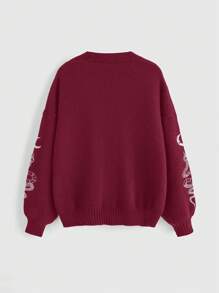 ROMWE Goth Cárdigan holgado de talla grande con estilo gótico, cuello en V y bordados de luna y serpiente, informal
