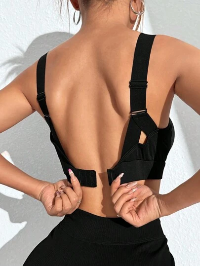 Gameset SHEIN Sport Women Solid Color Comfortable Adjustable Strap Sports Bra