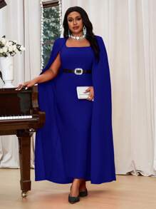 Fleurora Autumn And Winter Elegant Party Wedding Red Knitted Sweetheart Straight Cloak Sleeve Long Plus Size Dresses