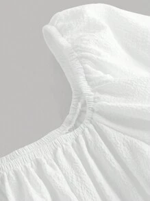 Girlism Teen Girl White Front Ruffle Puff Sleeves Dress, Spring And Summer Are Suitable For Vacation, Festivals, Lunch, Music Festivals - White - View 4