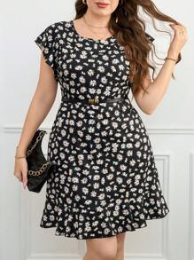 SHEIN Clasi Váy dài đến đầu gối họa tiết hoa nhỏ xinh xắn tay bèo nhún mùa hè cỡ lớn cho nữ, Váy nghỉ dưỡng cho nữ, Váy mùa hè cho nữ, Váy đi chơi cho nữ, Lễ hội, Tiền cũ, Kỳ nghỉ xuân, Váy ngày Thánh Patrick, Váy lễ Phục sinh cho nữ, Váy dự tiệc cưới cho nữ, Váy mùa hè, Váy tốt nghiệp, Váy sinh nhật cho nữ, Váy hoa nhỏ xinh, Váy bồng bềnh, Váy nghỉ xuân cho nữ, Váy thanh lịch, Váy dễ thương cho nữ, Váy đi biển, Trang phục ngày lễ Boho - màu đen - Xem 6