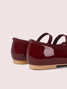 CUCCOO DOLLMOD Women's Cute Flat Student/Dance Shoes - Burgundy - View 8