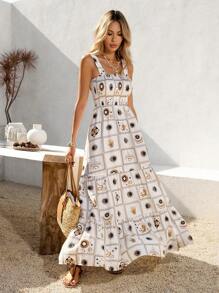 SHEIN VCAY Women Casual Long Dress, Simple And Fashionable For Daily Wear - Black and White - View 4