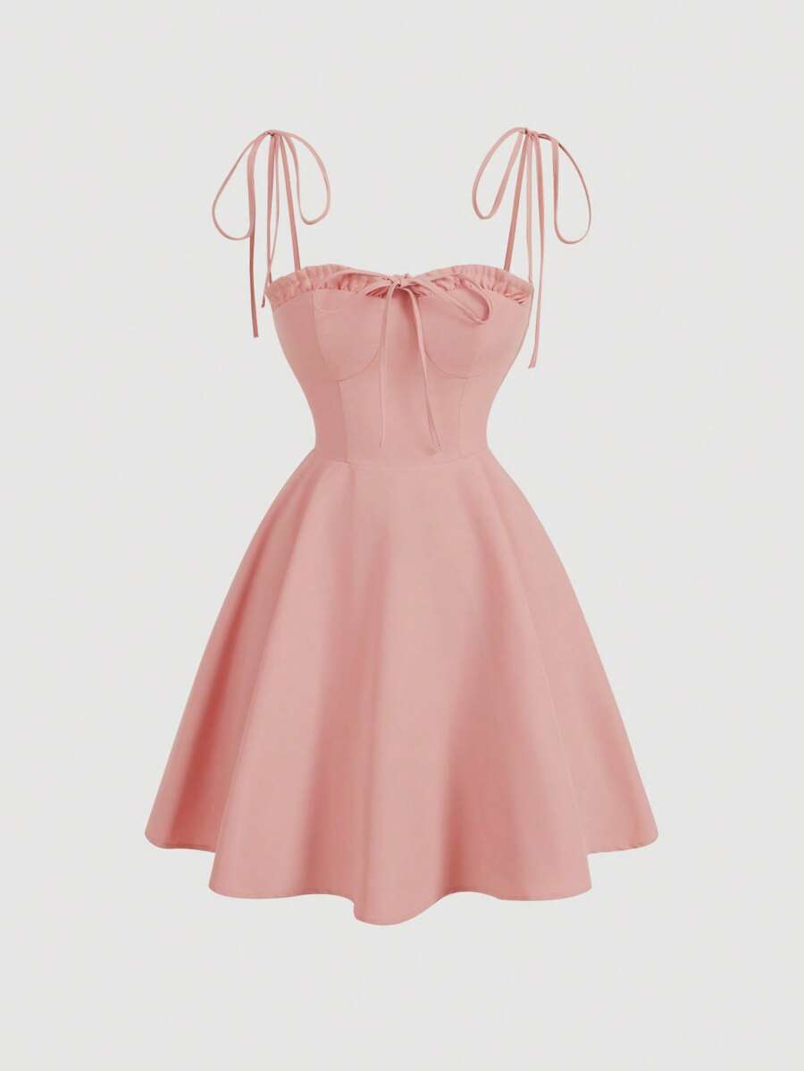 SHEIN MOD 女士纯色吊带背心连衣裙，简约时尚休闲装，适合日常穿着 - 珊瑚粉 - 查看 1