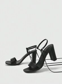 CUCCOO SZL Women's Black High Heel Minimalist Strap Fashion Sandals Spring Shoes Spring Break Easter Prom Heels - Black - View 2
