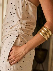 Aralina Summer Vacation Outfit Strapless Top With WIde Leg Pants Set - Red - View 3