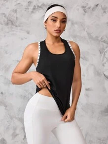 Easithlete Women's Yoga Strap Panel Racerback Tank Top - Black - View 4