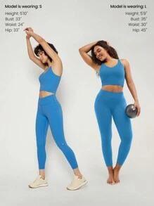 GLOWMODE FeatherFit™ U Back Cropped Active Tank Top Low Impact Yoga Daily - Blue - View 9