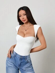 SHEIN PETITE Body de mujer con tirantes anchos y espalda descubierta - Blanco - Ver 7