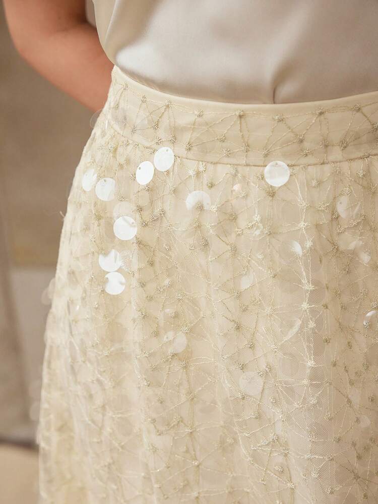 CONTRAST SEQUIN A LINE SKIRT
