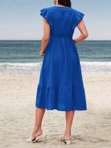 SHEIN Maternity Solid Color Front Tie Simple Casual Short Dress