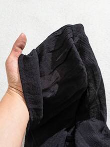 Swim Lushoire Summer Clothes Women Solid Color Sleeveless Simple Casual Short Elegant Babydoll Dress, Summer Beach Vacation - Black - View 6