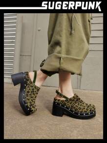 Sugerpunk Women's Fashion Black Backstrap Wooden Clog Platform Slingback Shoes Spring Shoes Spring Break Easter Prom Heels - Green - View 8