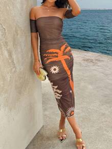 Breezaya Vestido largo con estampado floral, de estilo resort de moda para mujer