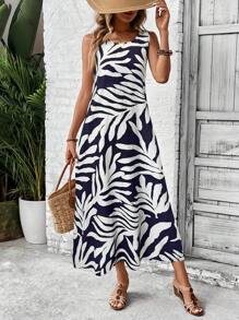 EMERY ROSE 女式复古花卉印花长款休闲夏季连衣裙 - 彩色 - 查看 3