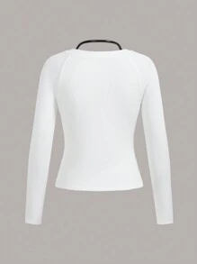 TaskEZ Simple Solid Color Long Sleeve Scrub Uniform Top