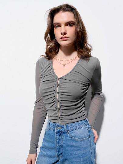 SHEIN Maija Gray Pleated Waist Women's Bodysuit,Chic Elegant Night Out Autumn Urban Modern Sleeveless Daily Casual Vacation Holiday Party Wedding Date Wear