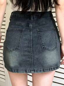DAZY Women's Denim Skort With Pockets, Casual Design,Skorts Jorts - Blue - View 6
