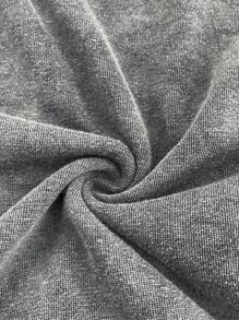 SHEIN Casual Round Neck Short Sleeve Straight Leg Pants Maternity Set, Distressed Washed Relaxed Fit - Dark Grey - View 4