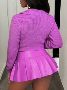 BamGleam Women's Solid Color Front Button Long Sleeve Slim Fit Casual Sweater Fall Cloth For Women - Pink - View 2