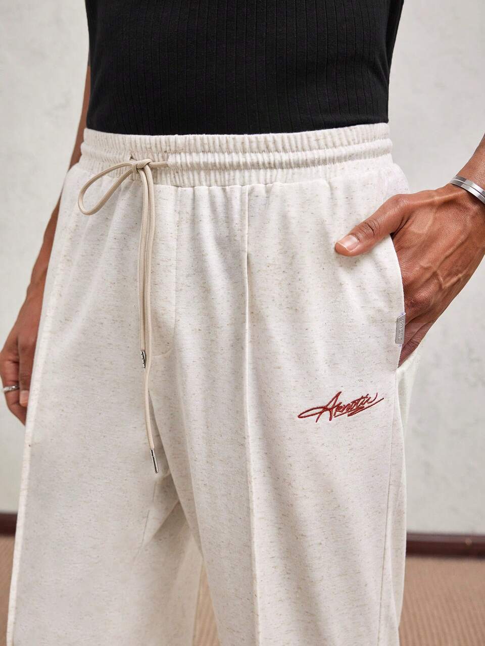 Men's Casual Elastic Waist Straight Leg Pants, Suitable For Daily Wear