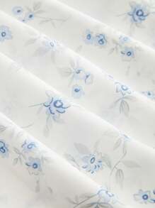 Flirla Plus Size Elegant Ditsy Floral Backless Halter Neck Dress - White - View 5