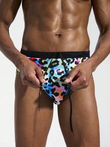 Manfinity Swimmode Men's Leopard Print Casual Swimming Trunks, Minimalist & Fashionable For Daily Wear - Multicolor - View 8