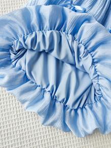 Souflis Souflis Abito azzurro acqua elegante e casual da ragazza, 0-3 anni, in chiffon super morbido, senza maniche, con fiocco - Blu - Visualizzare 6