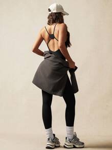 VARSITIE 紧致美背瑜伽女式运动连体衣 - 黑色 - 查看 2